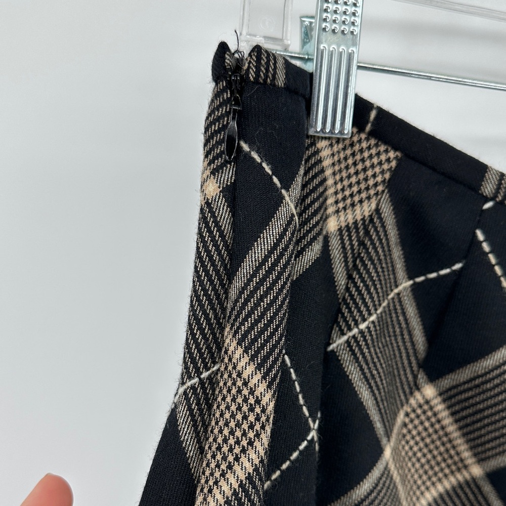 VTG 90s Y2K Grunge Academia Ann Taylor Black and Tan Checkered Pencil Skirt Sz10 - Picture 9 of 12